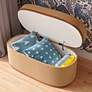 TOV Olivier 41" Wide Lush Peach Fabric Oval Modern Storage Ottoman