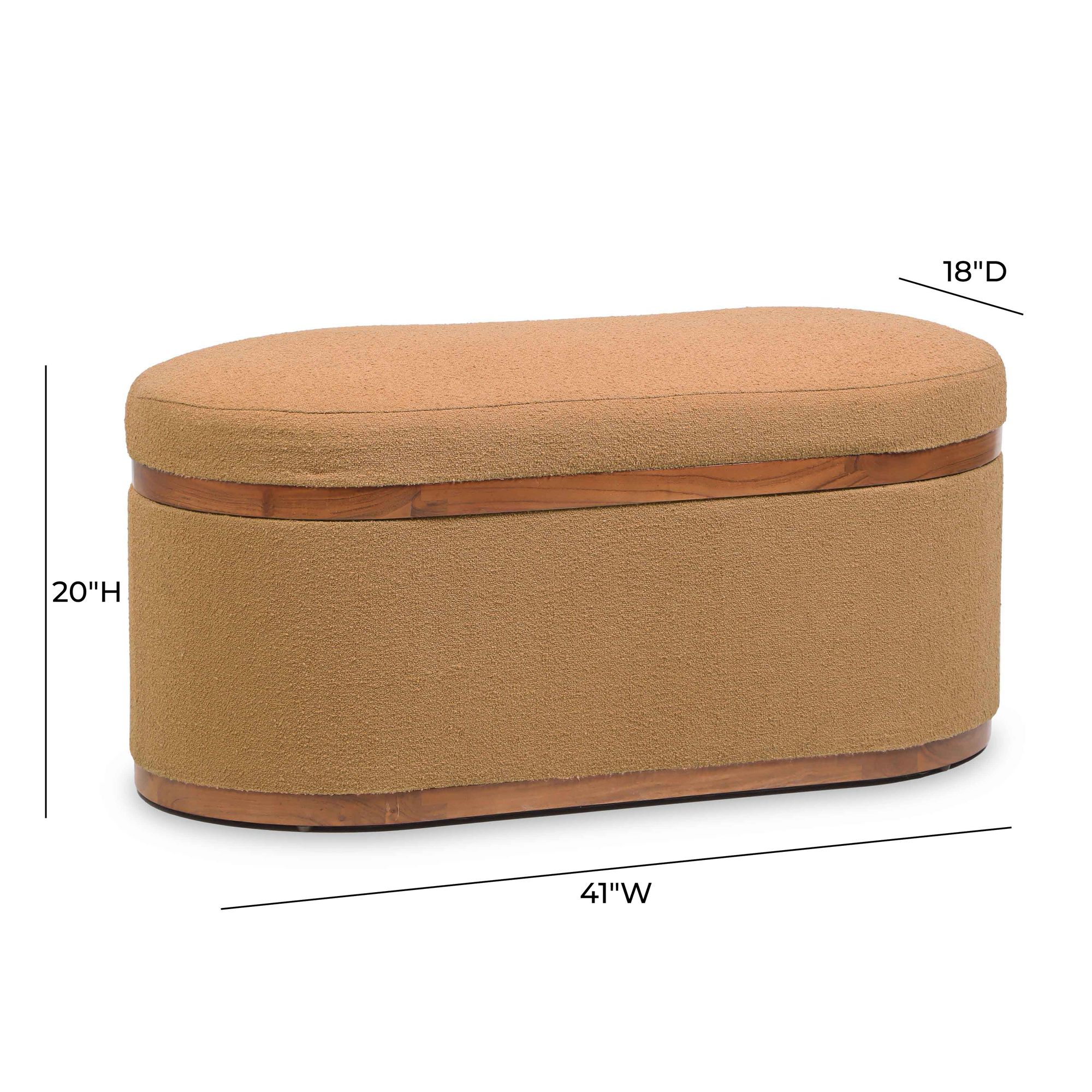 TOV Olivier 41" Wide Lush Peach Fabric Oval Modern Storage Ottoman