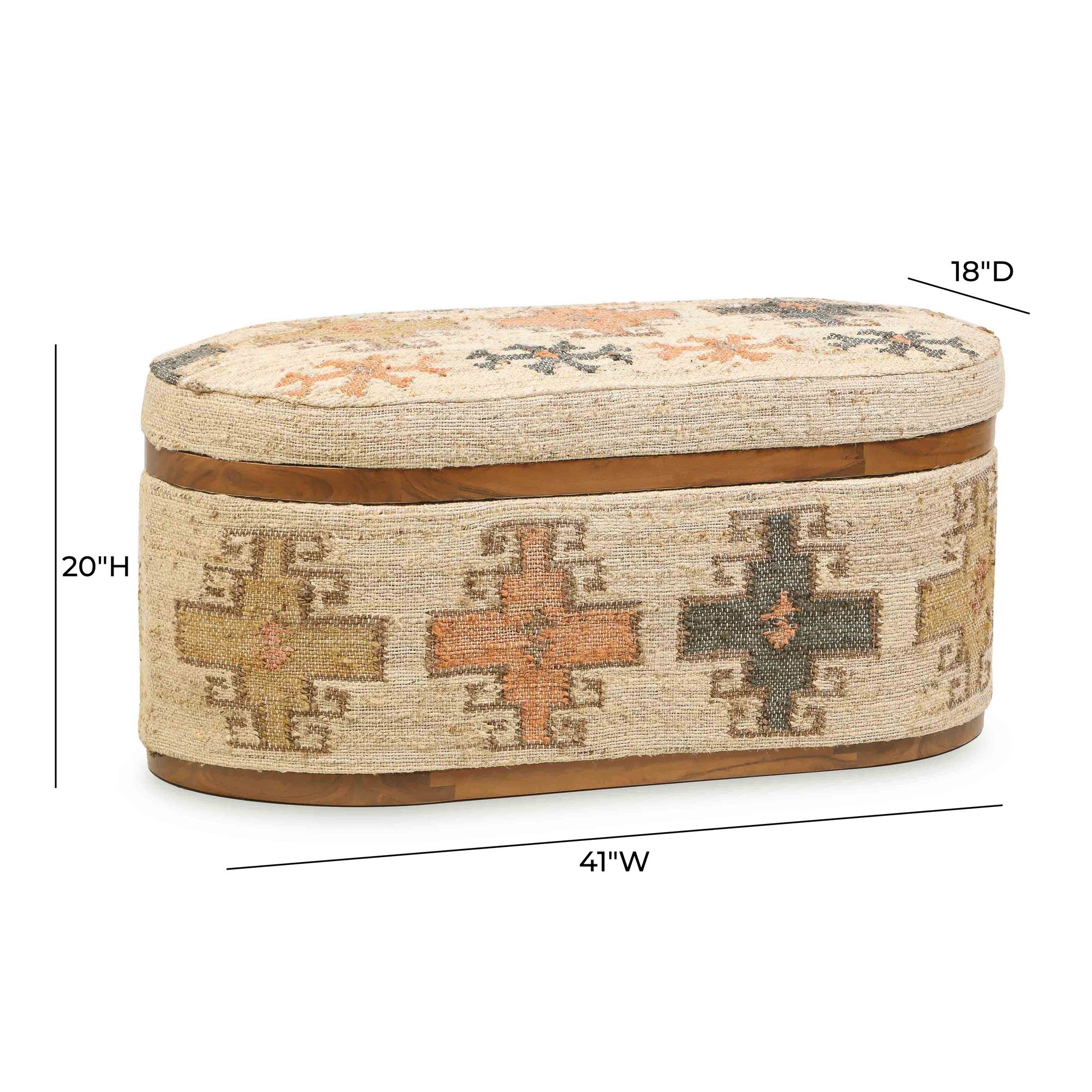TOV Olivier 41" Wide Multi-Color Tribal Oval Storage Ottoman