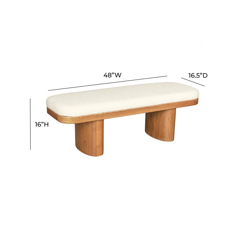 Image 6 TOV Ollie 48" Wide White Boucle Fabric Modern Bench more views