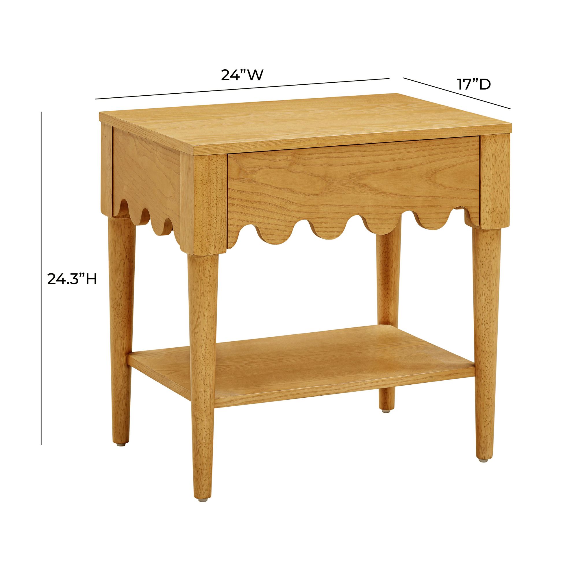 TOV Oodle 24" Wide Natural Ash Wood 1-Drawer Modern Nightstand in scene