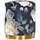 TOV Opal 16" Wide Gold Base Floral Velvet Fabric Round Ottoman