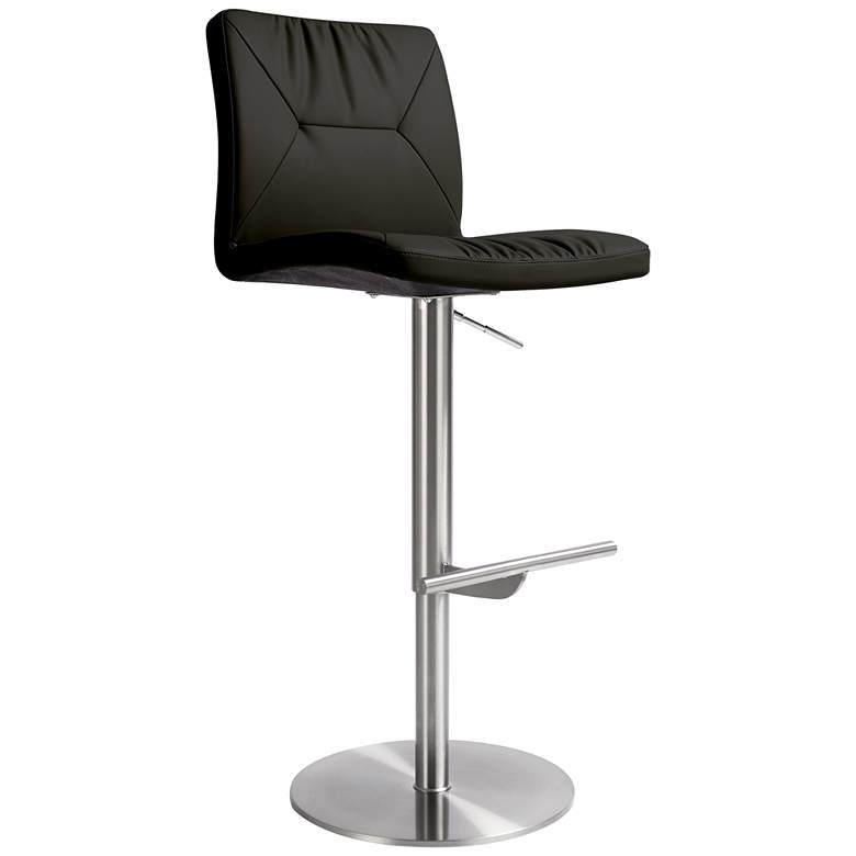 Image 1 TOV Paddy 18 1/2" Wide Black Vegan Leather Swivel Adjustable Bar Stool