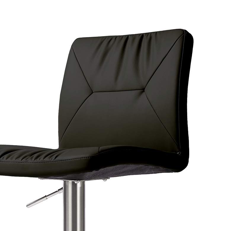 Image 3 TOV Paddy 18 1/2" Wide Black Vegan Leather Swivel Adjustable Bar Stool more views