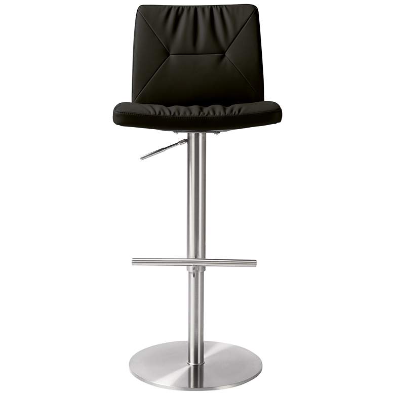 Image 4 TOV Paddy 18 1/2" Wide Black Vegan Leather Swivel Adjustable Bar Stool more views