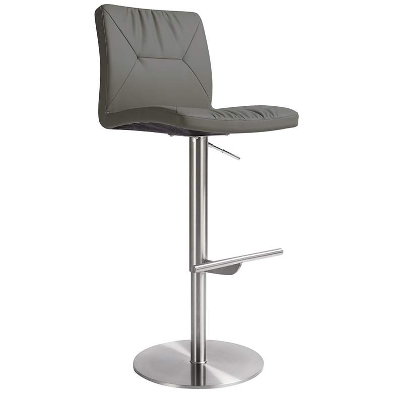 Image 1 TOV Paddy Adjustable Height Dark Gray Vegan Leather Modern Swivel Stool
