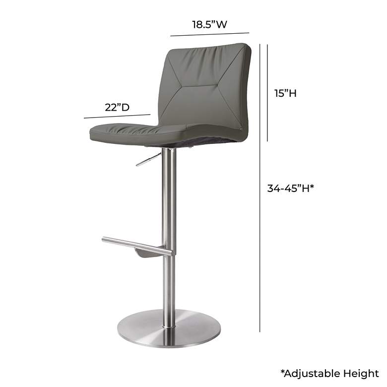 Image 6 TOV Paddy Adjustable Height Dark Gray Vegan Leather Modern Swivel Stool more views