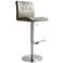 TOV Paddy Adjustable Height Modern Light Gray Vegan Leather Swivel Stool