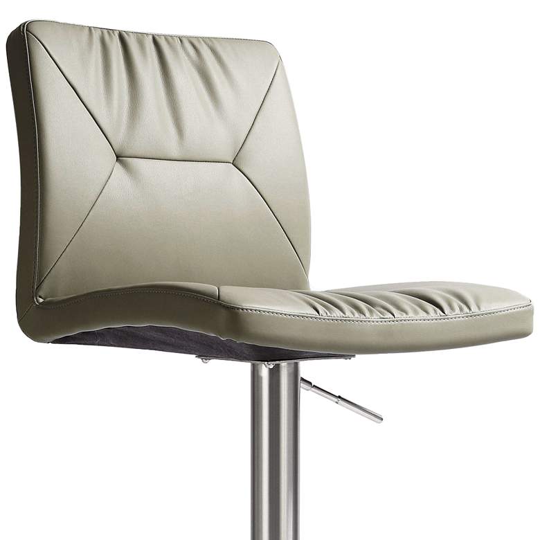 Image 2 TOV Paddy Adjustable Height Modern Light Gray Vegan Leather Swivel Stool more views