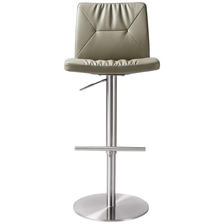 Image 4 TOV Paddy Adjustable Height Modern Light Gray Vegan Leather Swivel Stool more views
