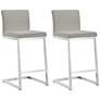 1_TOV Parma 26" Light Gray and Steel Modern Counter Stool Set of 2