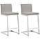 TOV Parma 26" Light Gray and Steel Modern Counter Stool Set of 2