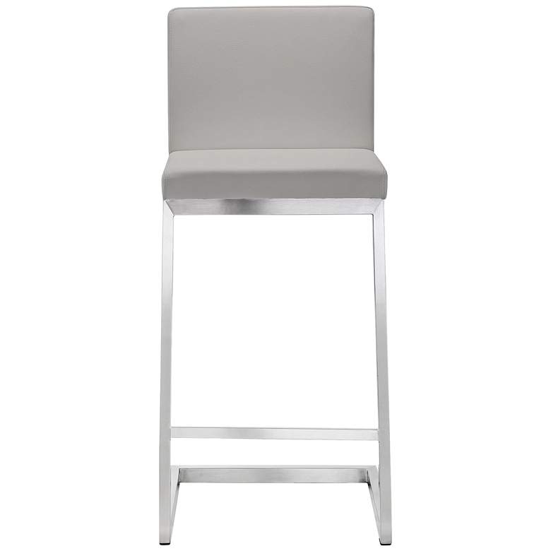 Image 2 TOV Parma 26" Light Gray and Steel Modern Counter Stool Set of 2 more views