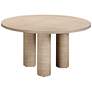 2_TOV Patti 55" Wide Faux Travertine Round Indoor-Outdoor Dining Table