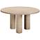 TOV Patti 55" Wide Faux Travertine Round Indoor-Outdoor Dining Table