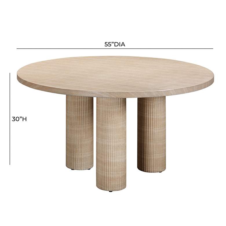 Image 6 TOV Patti 55" Wide Faux Travertine Round Indoor-Outdoor Dining Table more views