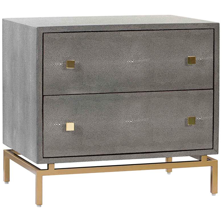 Image 2 TOV Pesce Shagreen 25" Wide Textured Gray 2-Drawer Nightstand