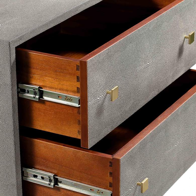 Image 4 TOV Pesce Shagreen 25" Wide Textured Gray 2-Drawer Nightstand more views