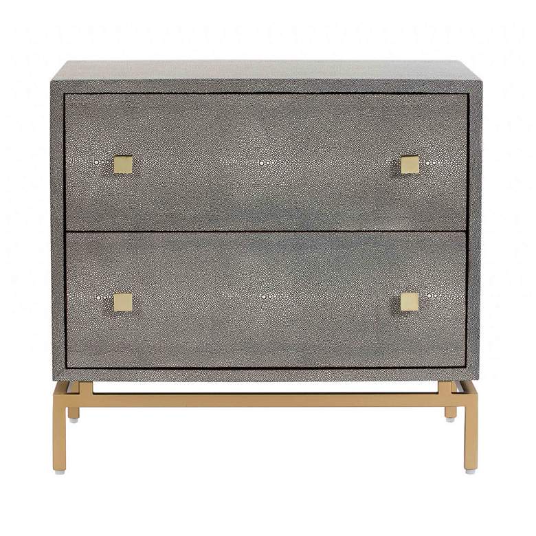Image 7 TOV Pesce Shagreen 25" Wide Textured Gray 2-Drawer Nightstand more views