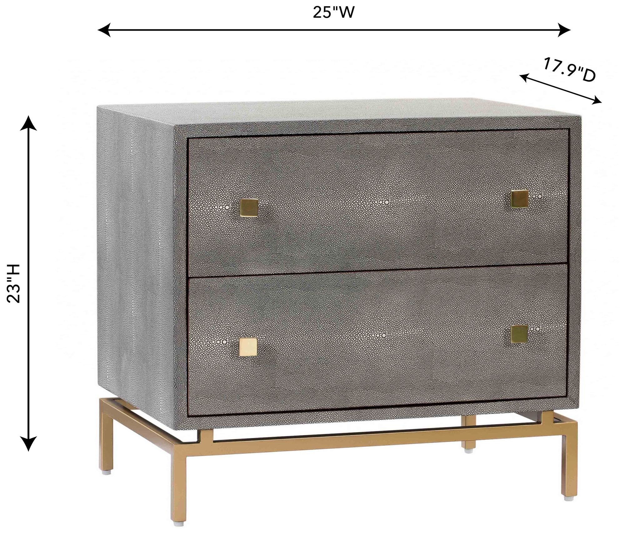 TOV Pesce Shagreen 25" Wide Textured Gray 2-Drawer Nightstand