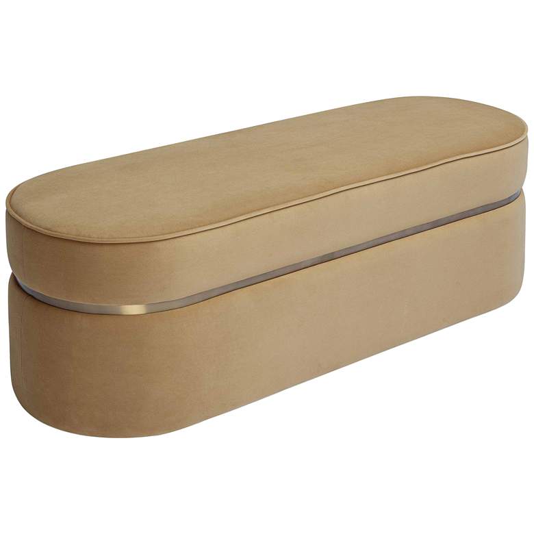Image 2 TOV Pomp 52" Wide Honey Velvet Fabric Oval Accent Bench