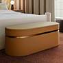 1_TOV Pomp 52" Wide Honey Velvet Fabric Oval Accent Bench