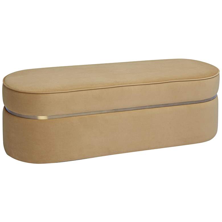 Image 4 TOV Pomp 52" Wide Honey Velvet Fabric Oval Accent Bench more views
