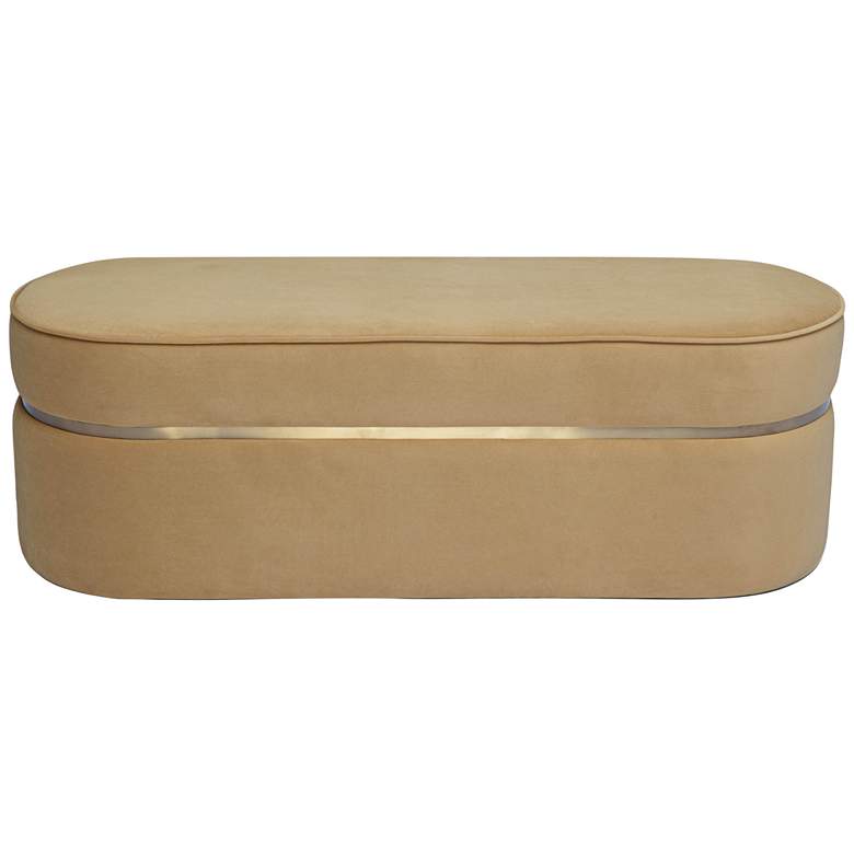 Image 5 TOV Pomp 52" Wide Honey Velvet Fabric Oval Accent Bench more views