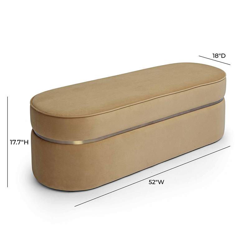 Image 6 TOV Pomp 52" Wide Honey Velvet Fabric Oval Accent Bench more views