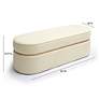 6_TOV Pomp 52" Wide White Cream Velvet Fabric Modern Oval Bench more views