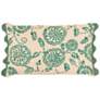 1_TOV Portia 20" x 12" Aqua Embroidered Floral Accent Cushion