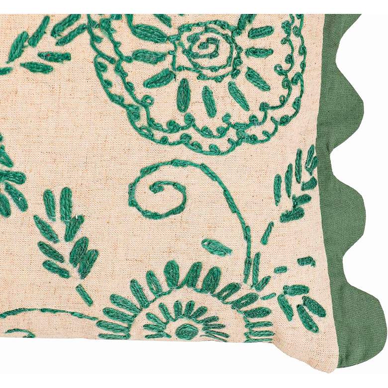 Image 2 TOV Portia 20" x 12" Aqua Embroidered Floral Accent Cushion more views