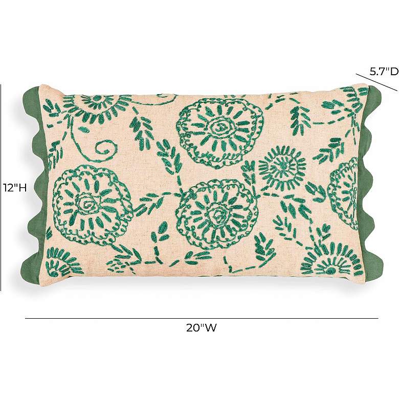 Image 4 TOV Portia 20" x 12" Aqua Embroidered Floral Accent Cushion more views