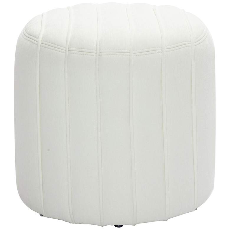 Image 4 TOV Pouch 19" Wide Modern Cream Chenille Fabric Round Ottoman more views