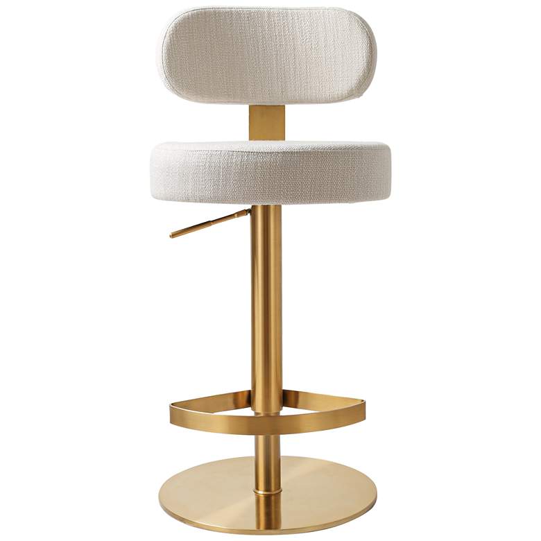 Image 5 TOV Primrose 17 1/4" Wide Cream Textured Swivel Adjustable Stool more views