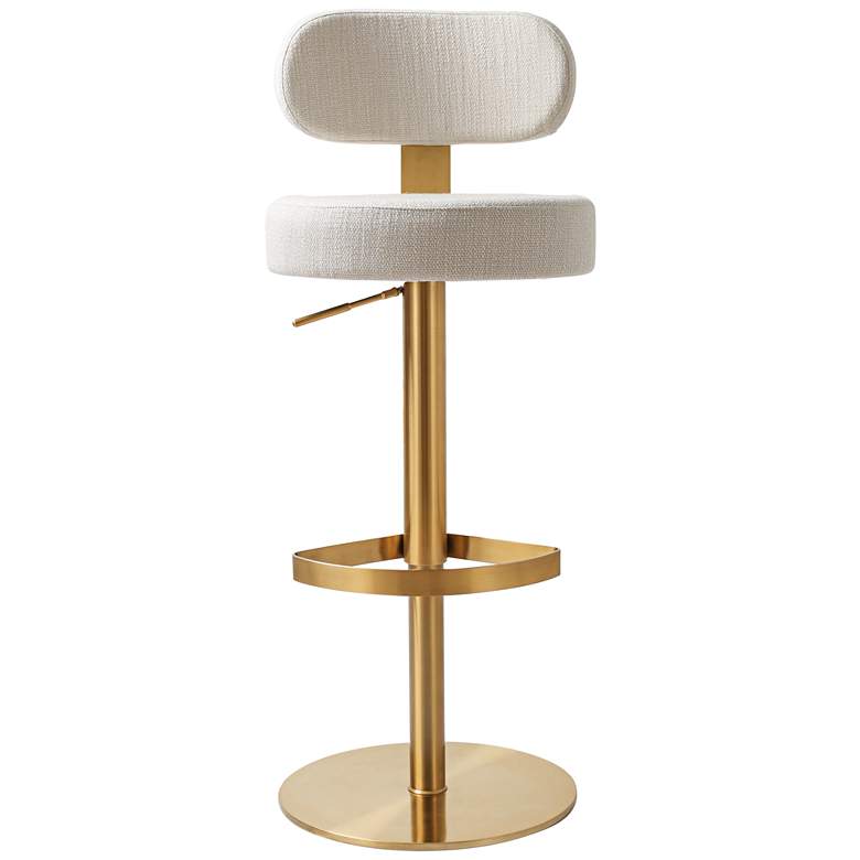 Image 6 TOV Primrose 17 1/4" Wide Cream Textured Swivel Adjustable Stool more views