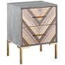 1_TOV Quinn 19" Wide Wood and Brushed Gold 2-Drawer Side Table