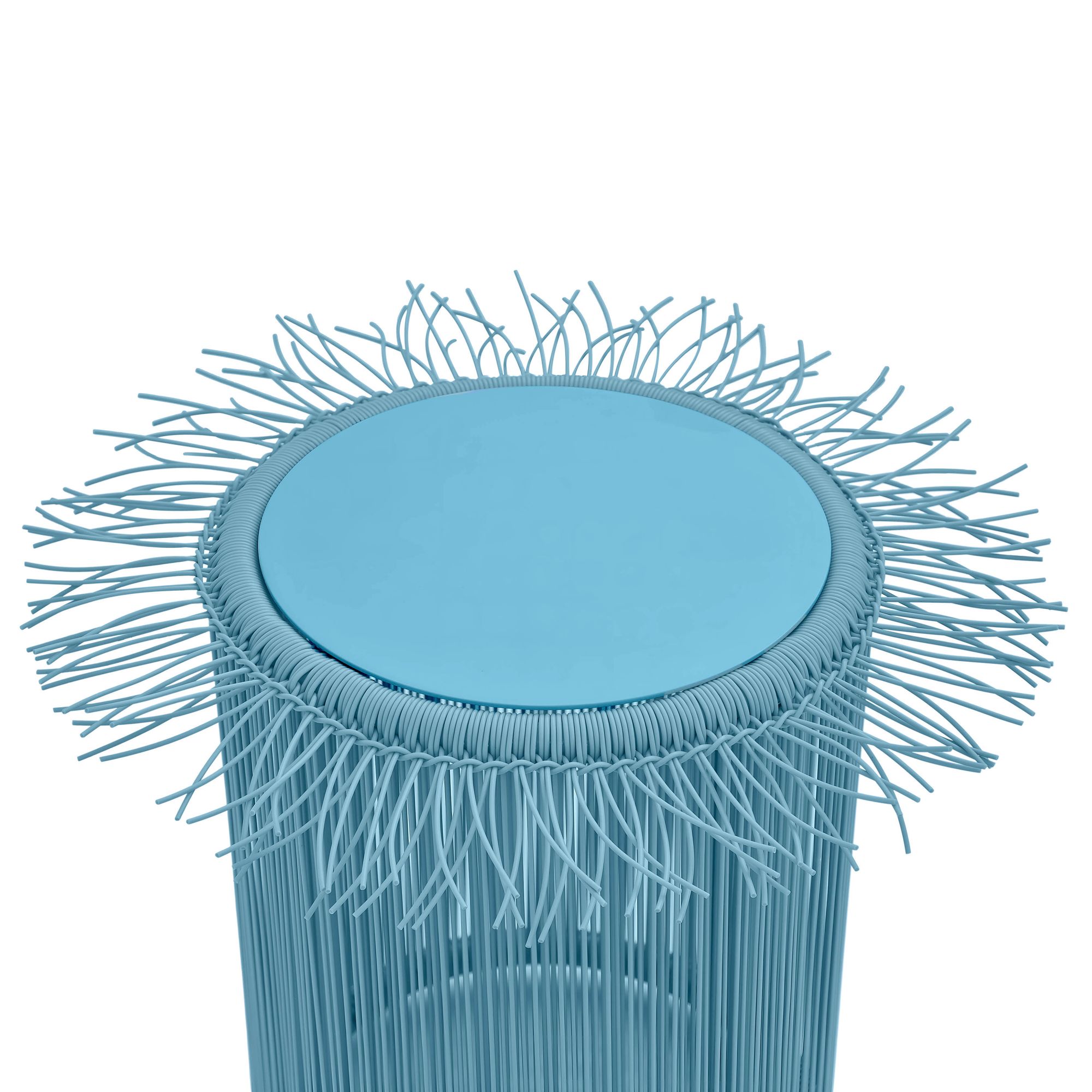 Image 2 TOV Rafa 15" Wide Blue Outdoor Round Modern Side Table more views