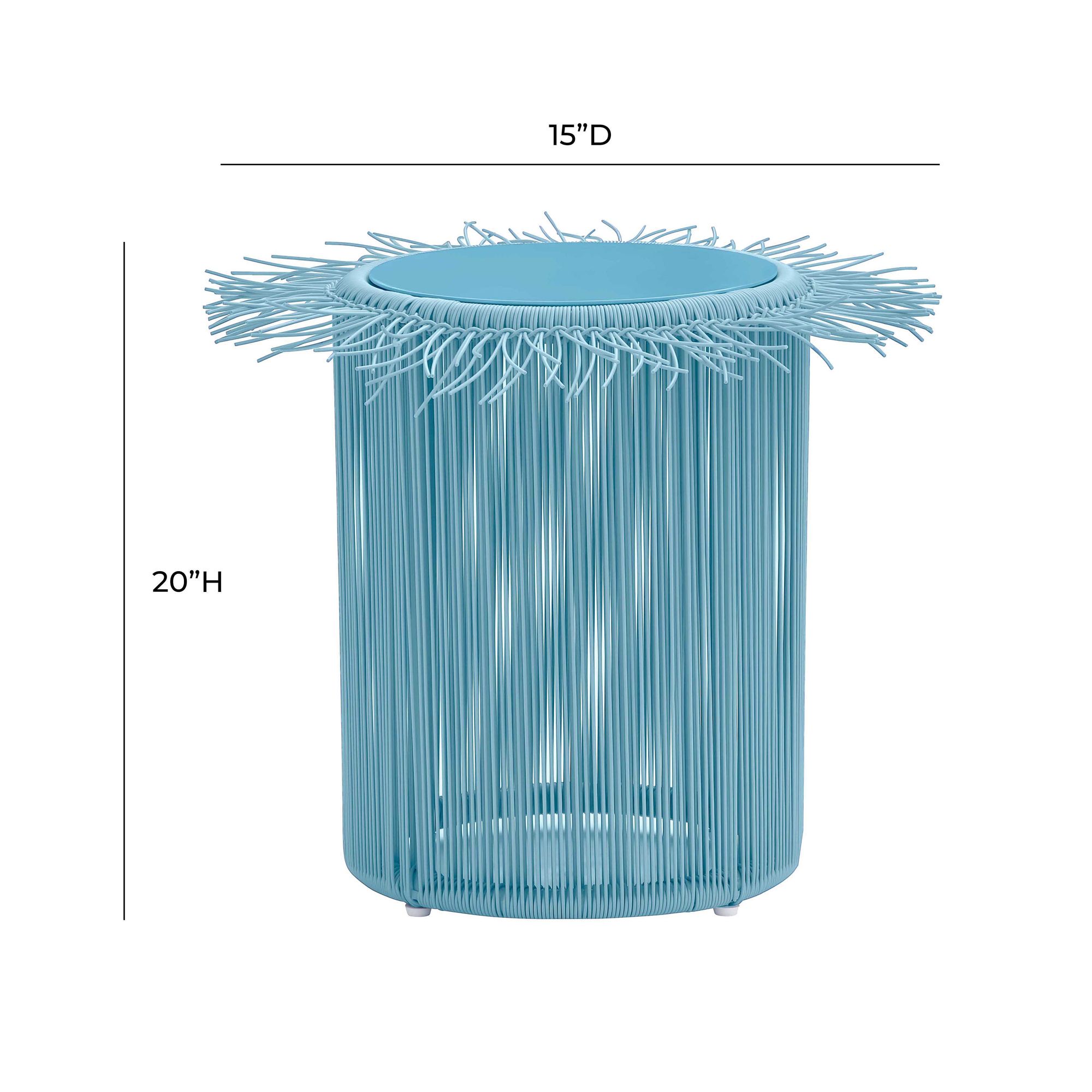 Image 4 TOV Rafa 15" Wide Blue Outdoor Round Modern Side Table more views