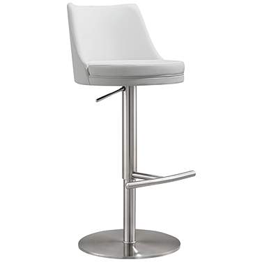 TOV Reagan 18 1/2" Wide White Vegan Leather Adjustable Bar Stool