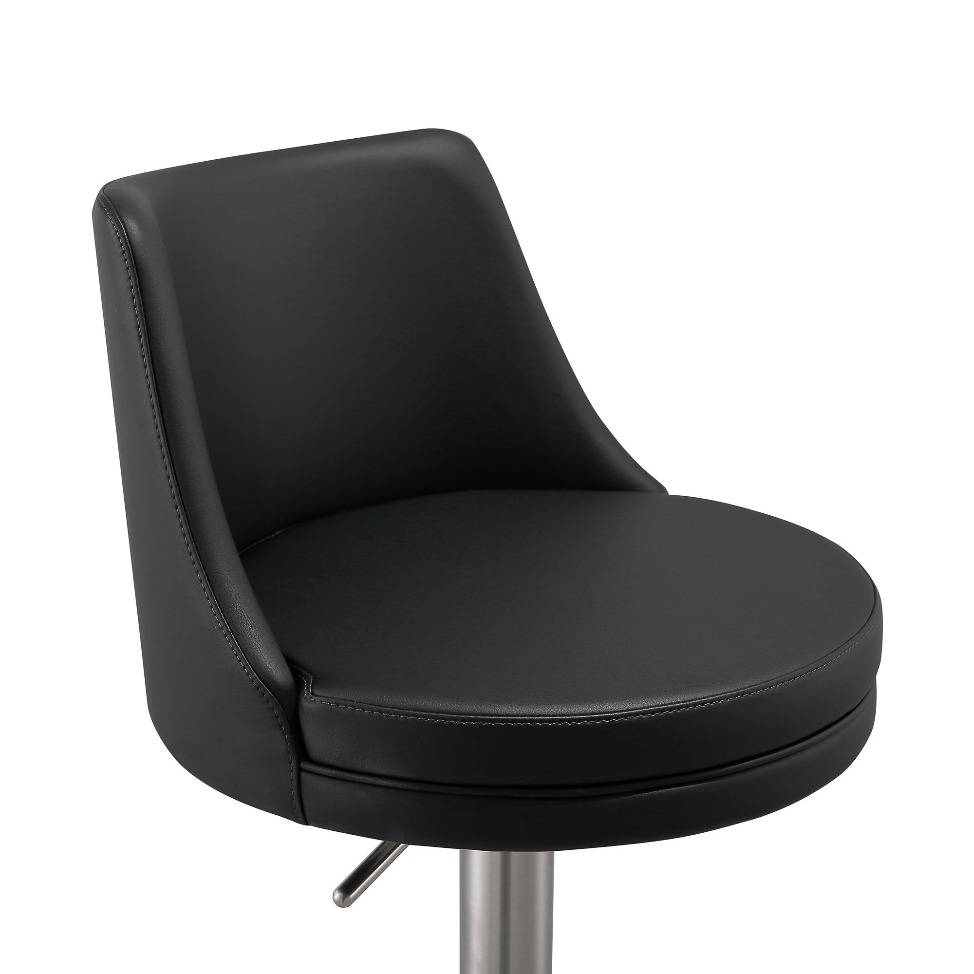 Image 3 TOV Reagan Adjustable Height Modern Black Vegan Leather Bar Stool more views