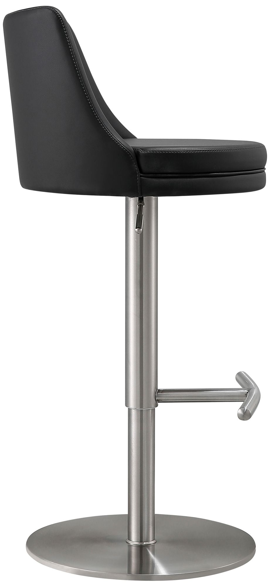 Image 7 TOV Reagan Adjustable Height Modern Black Vegan Leather Bar Stool more views