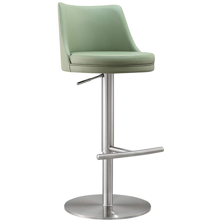 Image 2 TOV Reagan Adjustable Height Sea Foam Green Vegan Leather Bar Stool