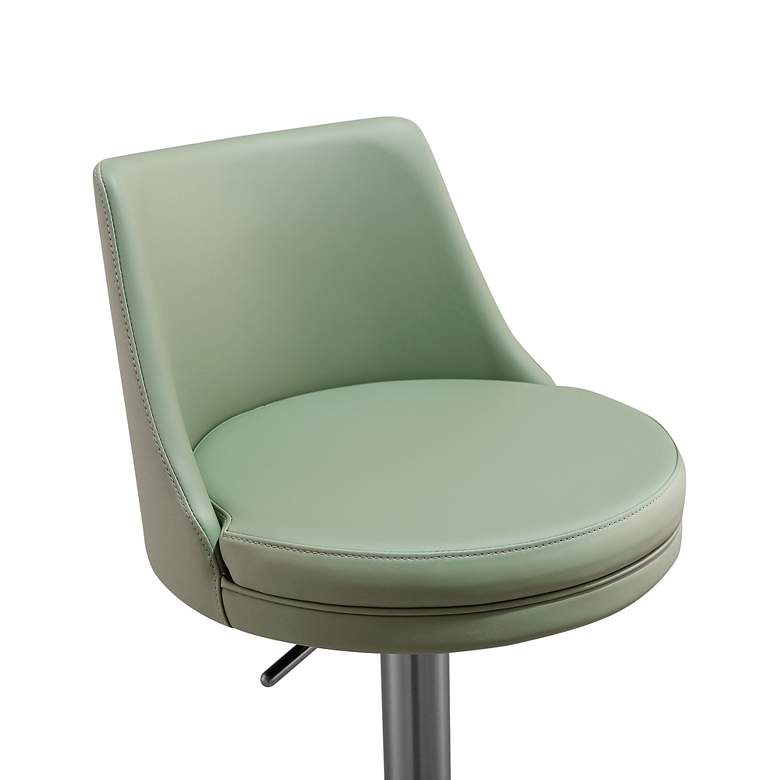 Image 3 TOV Reagan Adjustable Height Sea Foam Green Vegan Leather Bar Stool more views
