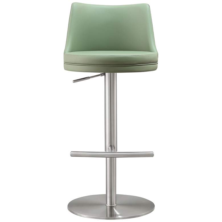 Image 6 TOV Reagan Adjustable Height Sea Foam Green Vegan Leather Bar Stool more views