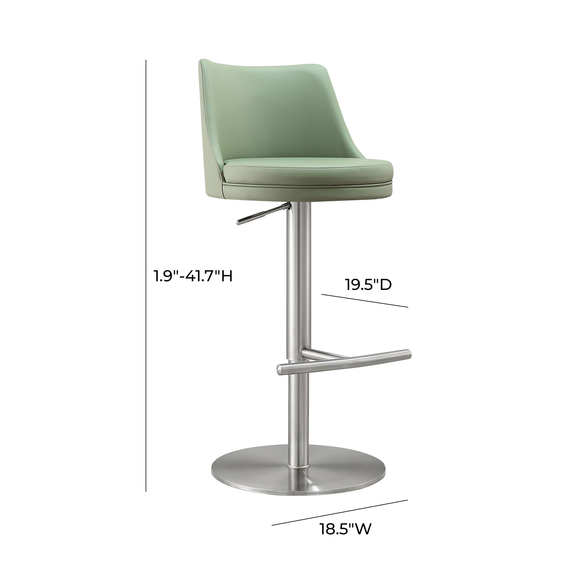 TOV Reagan Adjustable Height Sea Foam Green Vegan Leather Bar Stool in scene