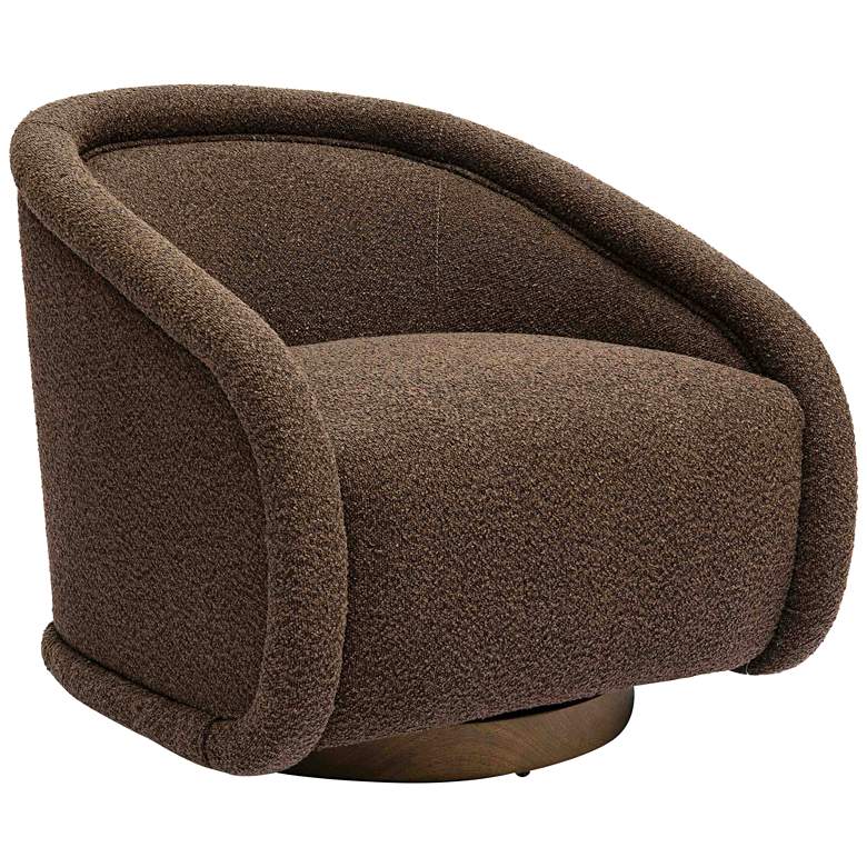 Image 1 TOV Rory 29 1/4" Wide Modern Chocolate Brown Boucle Swivel Armchair