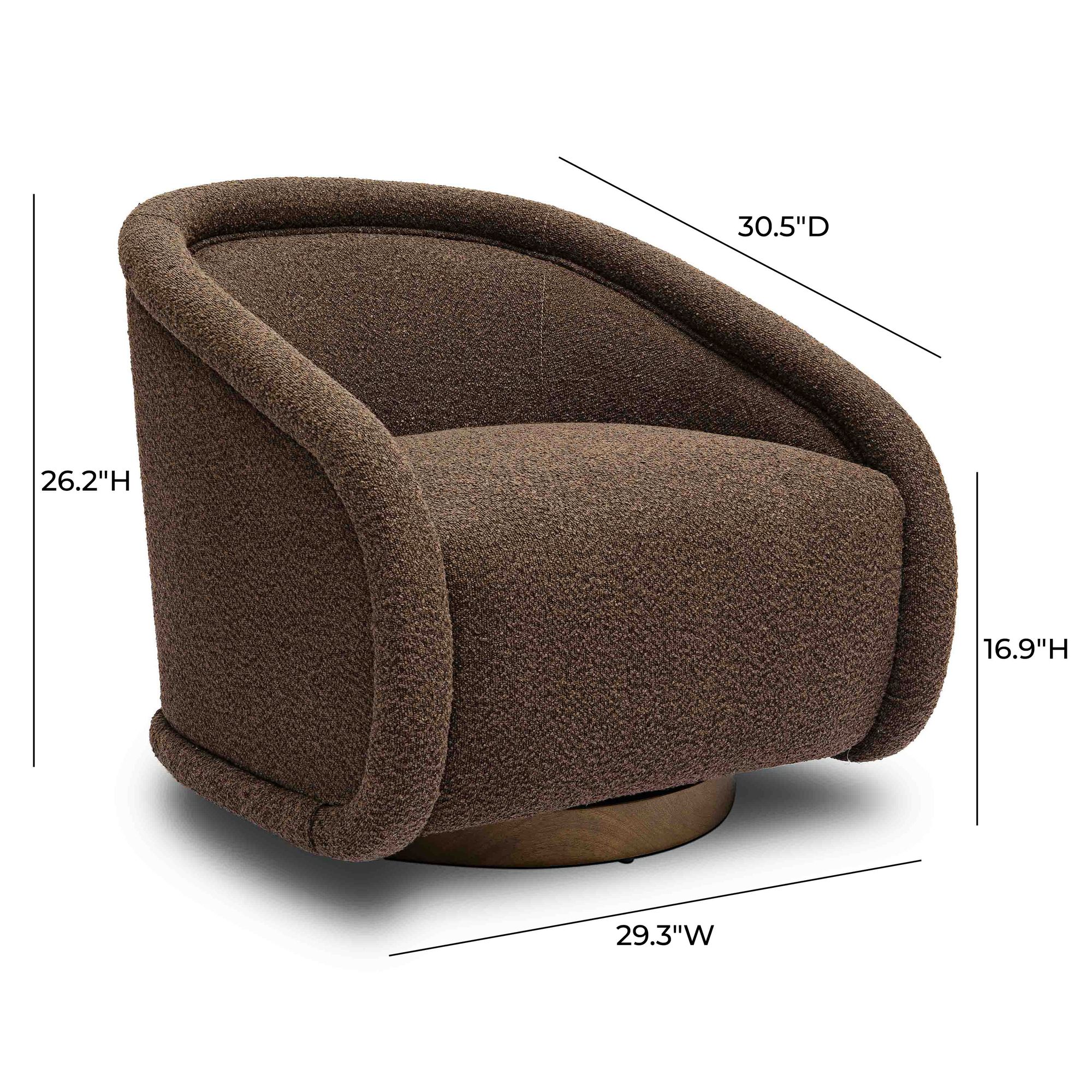 Image 5 TOV Rory 29 1/4" Wide Modern Chocolate Brown Boucle Swivel Armchair more views