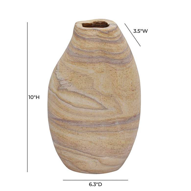 Image 4 TOV Saava 10" High Sandstone Curved Stone Decorative Vase more views