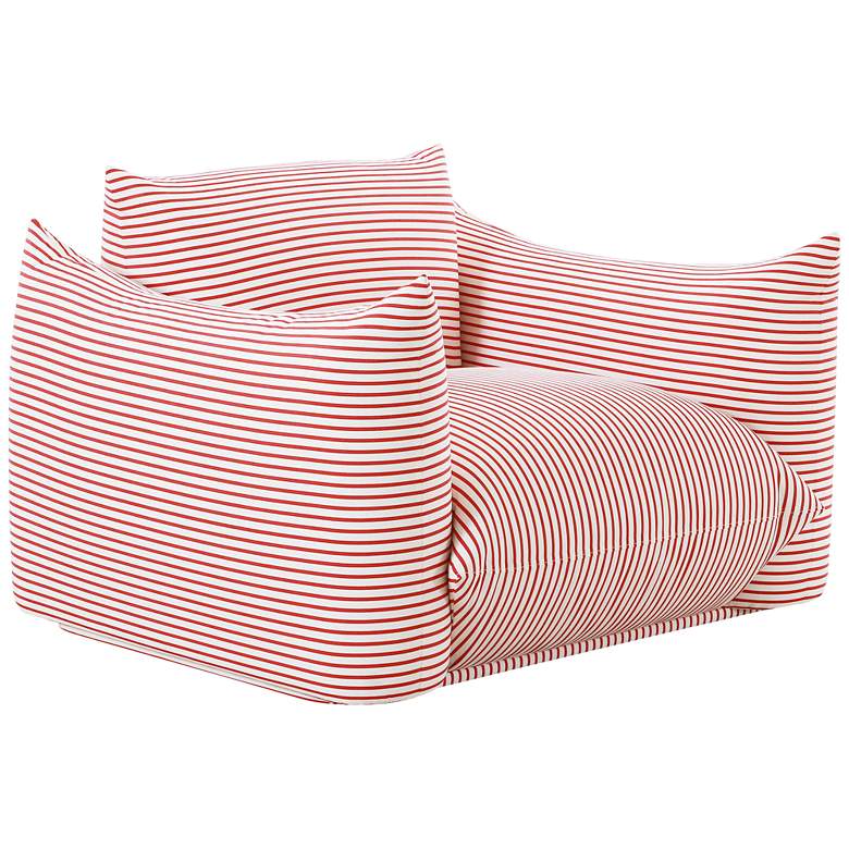 Image 1 TOV Saint Tropez 42" Wide Pearl and Red Strip Stuffed Outdoor Armchair